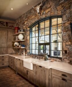 Rustic Kitchen Interior Design - Elements of stone Img